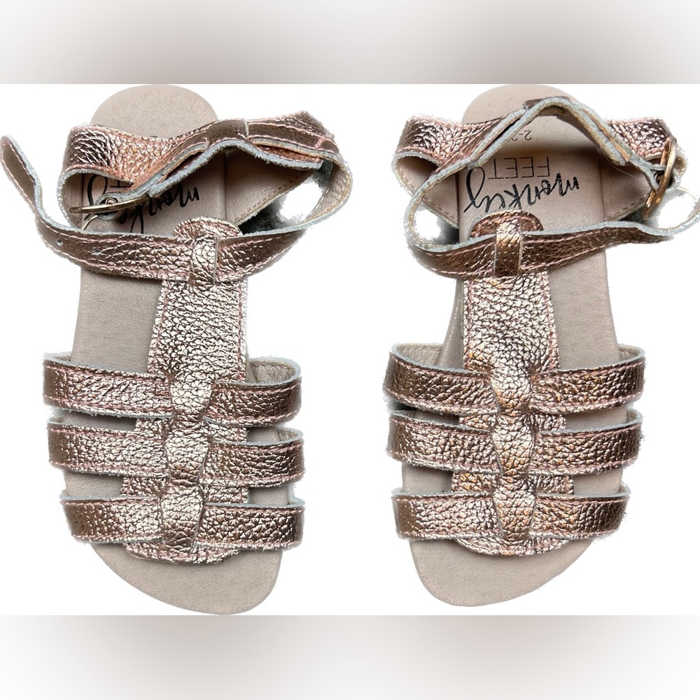 Monkey feet rose gold leather sandals size 2-3y